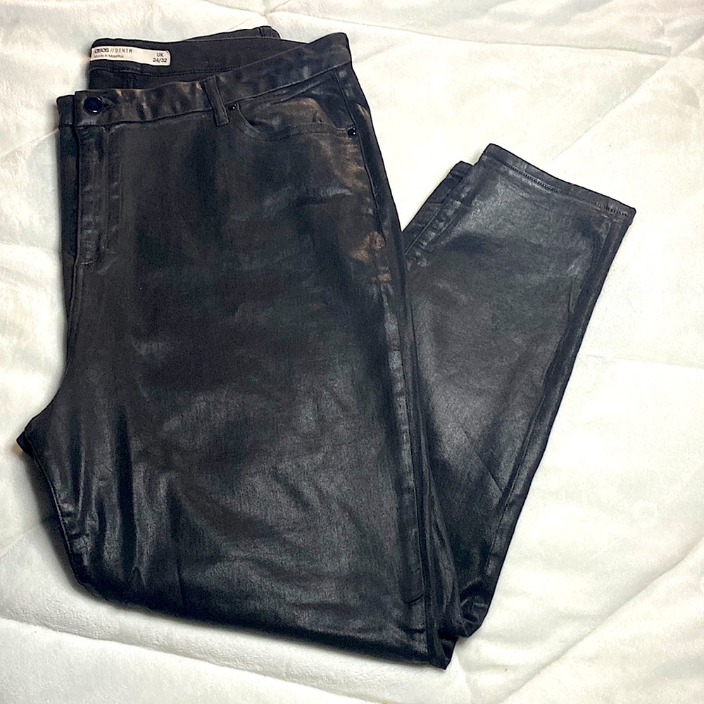 ASOS Denim| Black Leather Look Plus Skinny Jeans 💕